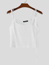 Men's Solid Color Lace-Up Patchwork Cropped Tank SKUL15375