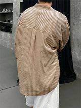 Men's Striped Loose Long Sleeve Cardigan SKUL28511