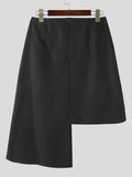 Mens Solid Pleated Irregular Hem Skirt SKUK30954