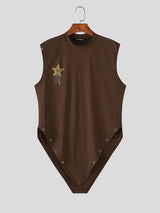 Men's Avant-Garde Star Tassel Asymmetric Inverted-V-Hem Fitted Tank SKUL67079