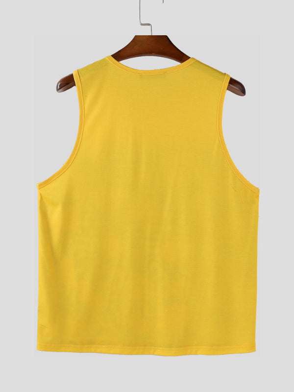 Men's Floral Print Colorblock Casual Tank SKUL22103