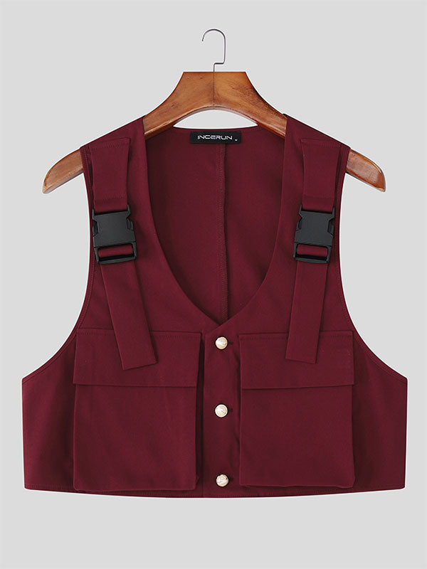 Men's Utility Pocket Cropped Casual Tank SKUL26222