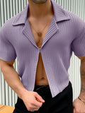 Mens Solid Knit Double Zipper Revere Collar Shirt SKUK49408