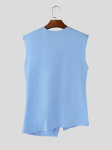 Men's Deconstructed Asymmetric Placket Button Tank SKUL54462