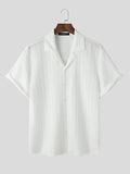 Mens Solid Texture Revere Collar Casual Shirt SKUK21221