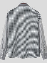 Men's Stripe Tie Patchwork Long Sleeve Shirt SKUL30561