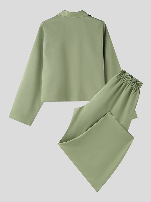 Men's Solid Color Casual Two Piece Outfit SKUL50939