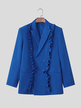 Men's French Ruffle Patchwork Long Sleeve Blazer SKUL43666