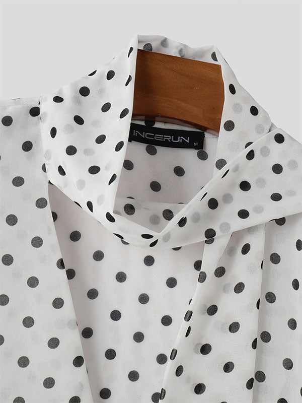 Mens Polka Dot Print Long Sleeve Shirt SKUK99046