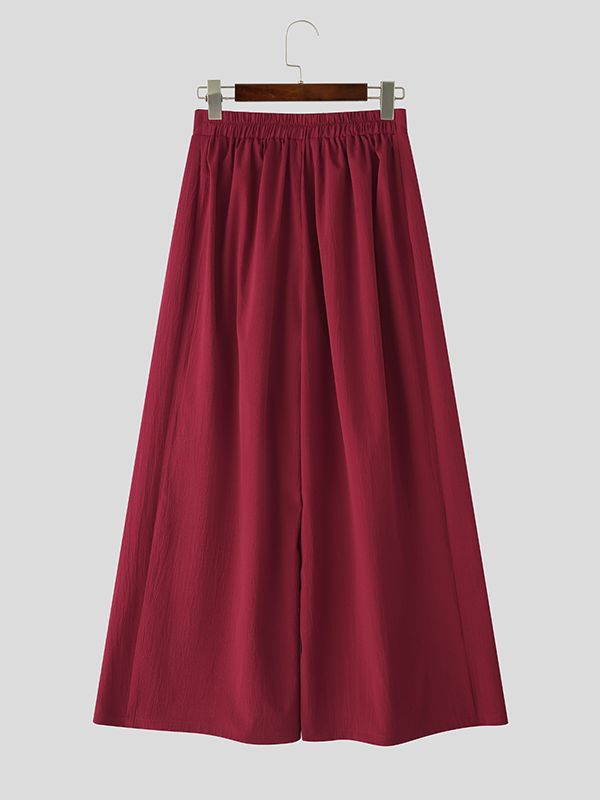 Men's Solid Pleated Loose Casual Pant SKUL36328