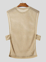 Men's Avant-Garde Hollow Out Crochet Knit Tank SKUL55434