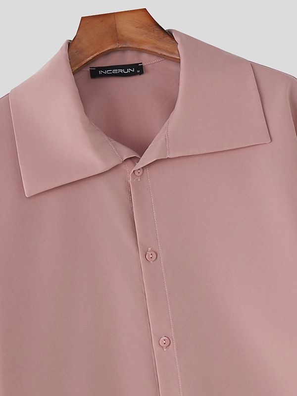 Men's Solid Color Deconstructed Long Sleeve Shirt SKUL45421