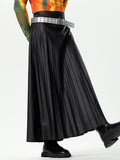 Mens Faux Leather Pleated Solid Skirt SKUK39210