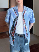 Men's Tie Print Casual Short Sleeve Shirt SKUL26907