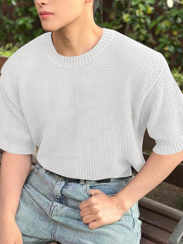 Mens Solid Color Hollow Short-Sleeve T-Shirt SKUL03119