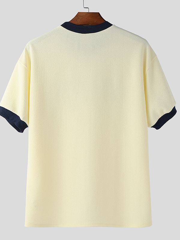 Men's Incerun Print Contrast Color Short Sleeve T-shirt SKUL47770