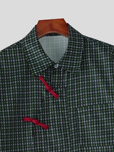Men's Plaid Color Block Asymmetric Short Sleeve Shirt SKUL57119
