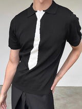 Mens Tie Print Knit Half-Zip Short Sleeve T-Shirt SKUL13638