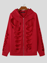 Mens Hollow-Out Long-Sleeve Zipper Hoodie SKUK88044