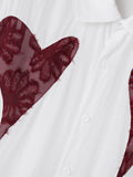 Mens Fringe Heart Patchwork Short Sleeve Shirt SKUK45323