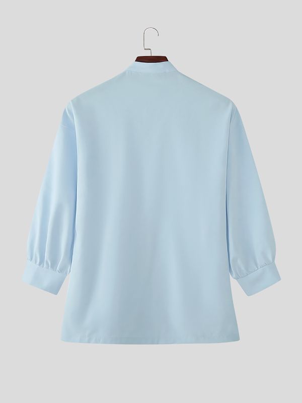 Men's Solid Color Chinese Knot Tie Shirt SKUL53013