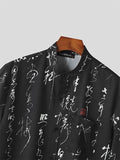Mens Allover Calligraphy Print Short Sleeve Shirt SKUK43014