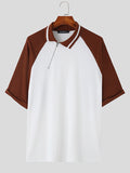 Mens Contrast Patchwork Zip Design Golf Shirt SKUK18230