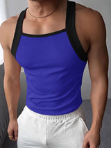 Men's Colorblock Square Neck Ribbed Knit Muscle Tank SKUL76581
