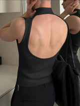 Men's Back Hollow Knitted Texture Tank SKUL38851