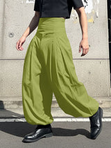 Men's Solid Color Pleated High Waist Loose Fit Pant SKUL50076