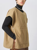 Mens Solid Side Button Sleeveless Waistcoat SKUJ97699