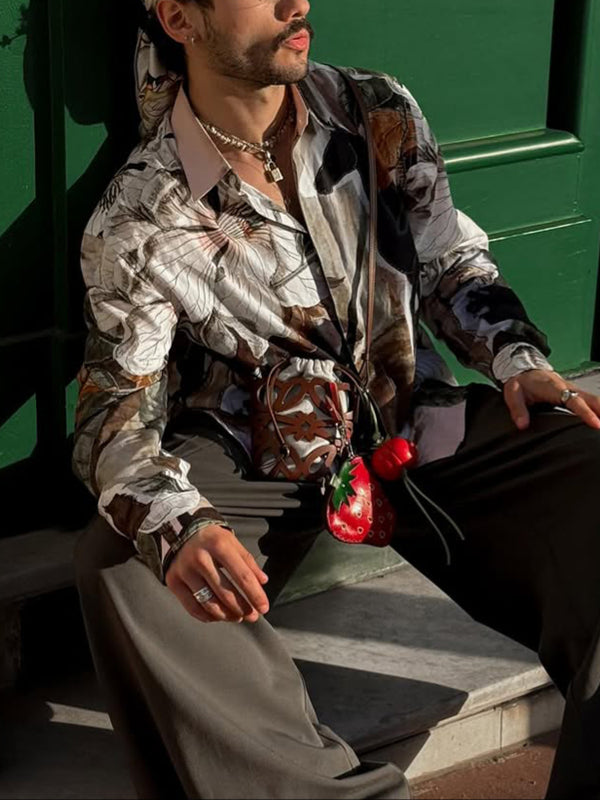 Men's Floral Print Long Sleeve Shirt SKUL47583