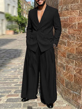 Men's Solid Color Double Breasted Two Piece Outfit SKUL50088