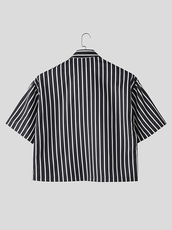 Mens Striped Colorblock Short Sleeve Shirt SKUL06487