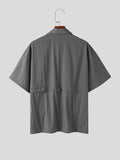 Mens Solid Loose Casual Short Sleeve Shirt SKUK51174