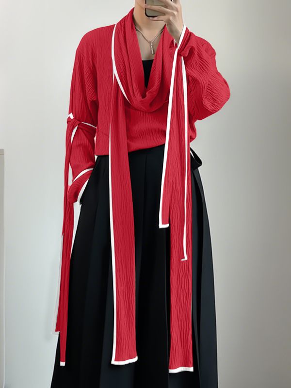 Men's Deconstructed Textured Ribbon Patchwork Contrast Color Shirt SKUL36608