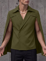 Men's Avant-Garde Runway Integrated Flowing Capelet Wrap Front Cloak SKUL83135