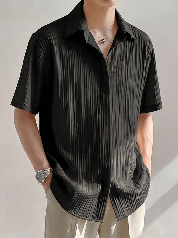 Men's Vintage Japanese Style Relaxed Short Sleeve Casual Shirt SKUL75719