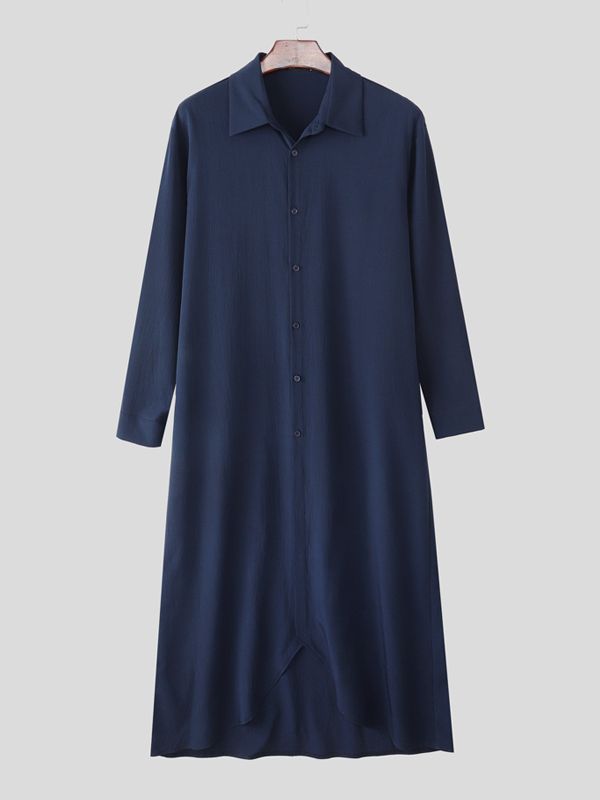 Men's Solid Pleated Textured Long Sleeve Shirt SKUL34216