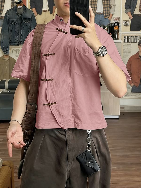 Men's New Chinese Style Relaxed Boxy Shirt SKUL57123