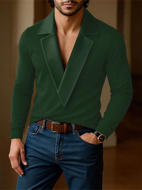 Men's Solid Color Knit Long Sleeve Sweater SKUL31942