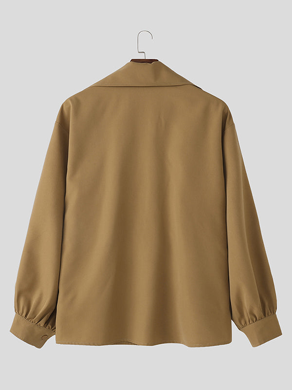 Mens Solid Color Casual Long Sleeve Shirt SKUL08417