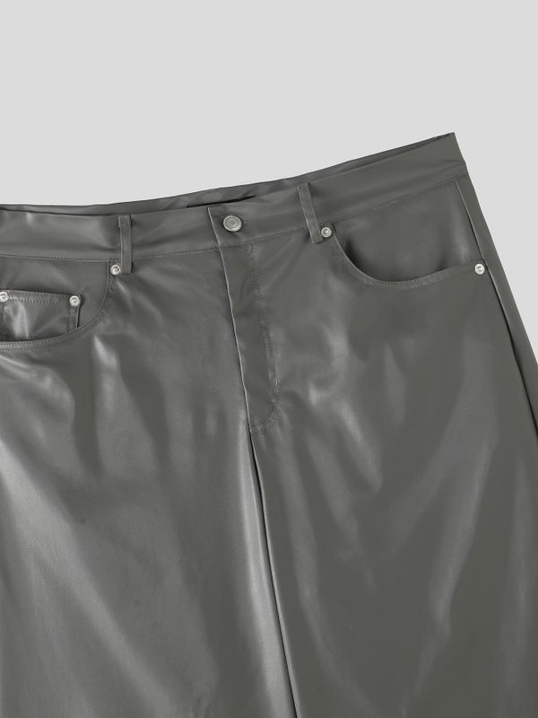 Men's Y2K Avant-Garde Baggy Faux Leather Short SKUL78972