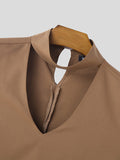 Mens Cutout High Neck Long Sleeve Shirt SKUK48478