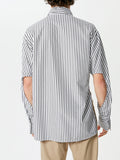 Mens Striped Cutout High-Low Hem Shirt SKUK51720
