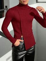 Men's Solid Color Textured Long Sleeve T-Shirt SKUL39015