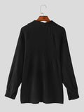 Mens Solid Texture Casual Long Sleeve Shirt SKUK45333