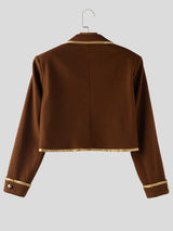 Men's Preppy Contrast Cropped Long Sleeve Jacket SKUL27422