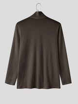 Men's Early Autumn High Street Ribbed Knit Built-in Scarf Long Sleeve Tie Neck Pullover SKUL79682