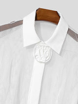 Men's Avant-Garde Cropped Sheer Mesh Short Sleeve Shirt SKUL56244